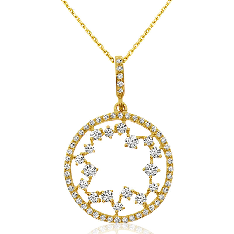 JCX3063: 14k Yellow Gold Starburst Diamond Fashion Pendant