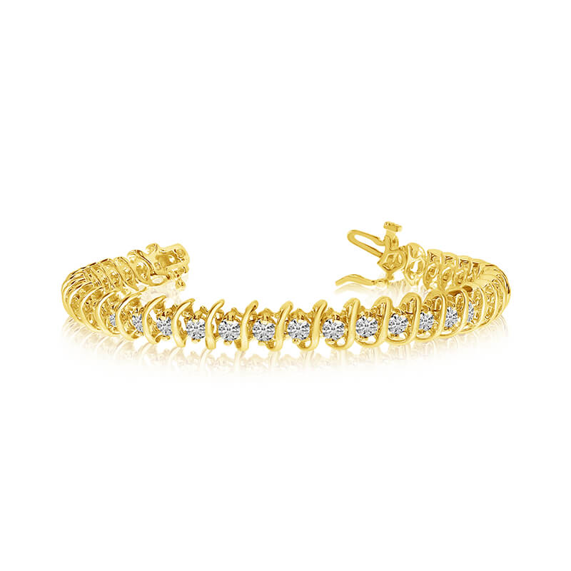 JCX3245: 14K solid yelllow gold ''rollover'' natural diamond bracelet.  4.00 carat total weight of diamonds.