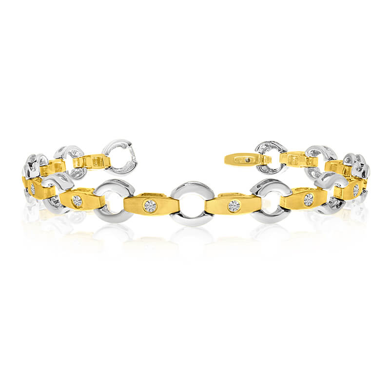 JCX3249: 14k Yellow Gold Link and Bar Diamond Bracelet