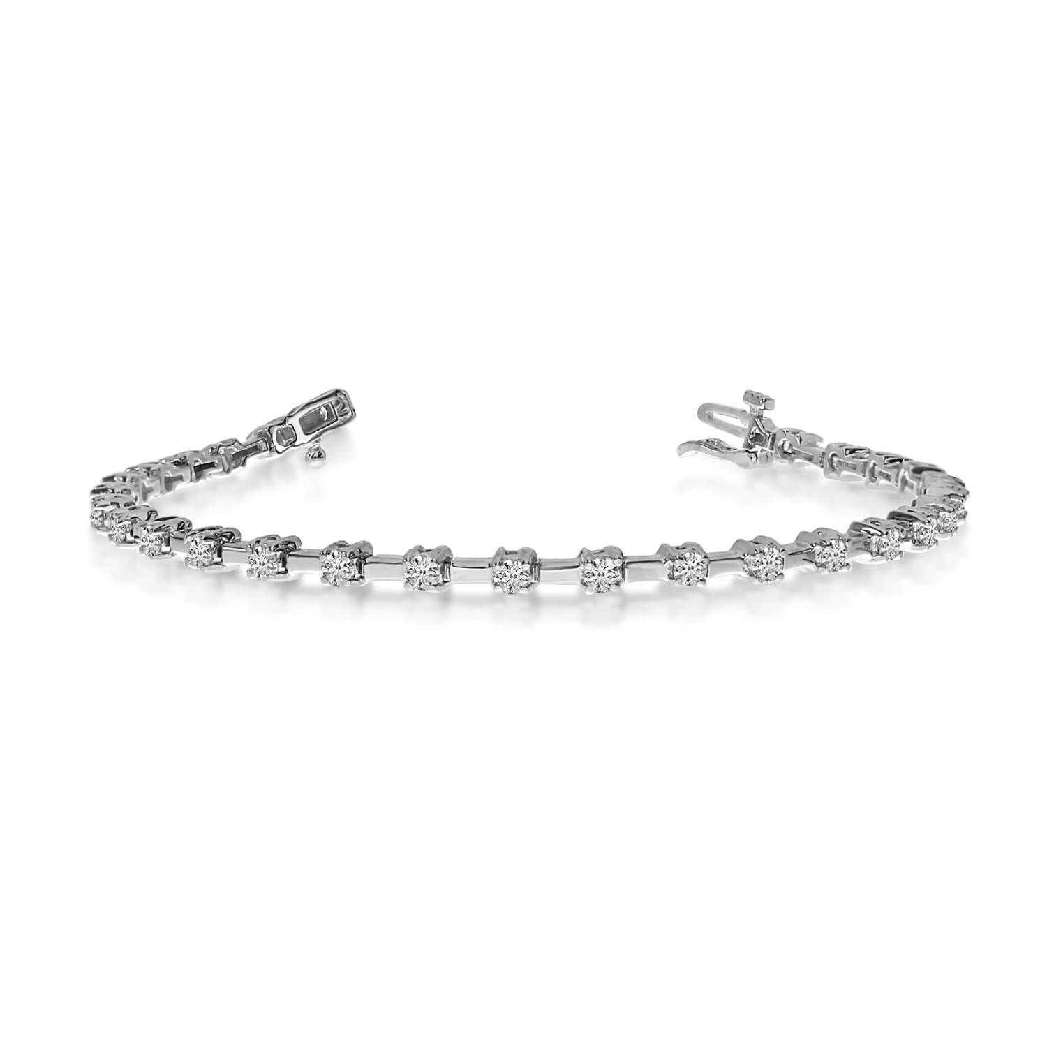 JCX3431: 14K solid white gold tennis bracelet with natural round diamonds.  3.00 carat total weight of diamonds.