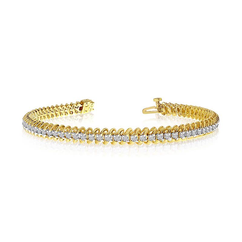 JCX3481: 14k Yellow Gold S-Link Diamond Bracelet