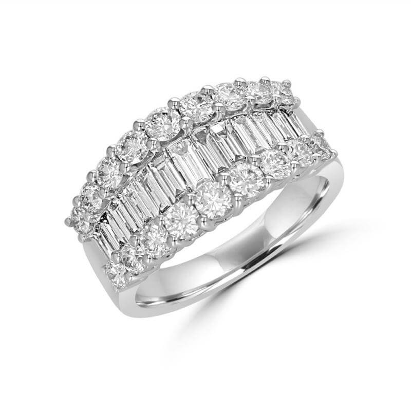 JCX391380: ROUND & BAGUETTE SMILE DIAMOND BAND RING