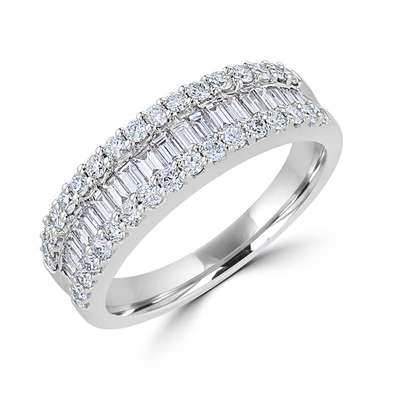 JCX391415: BAGUETTE AND ROUND DIAMOND BAND RING
