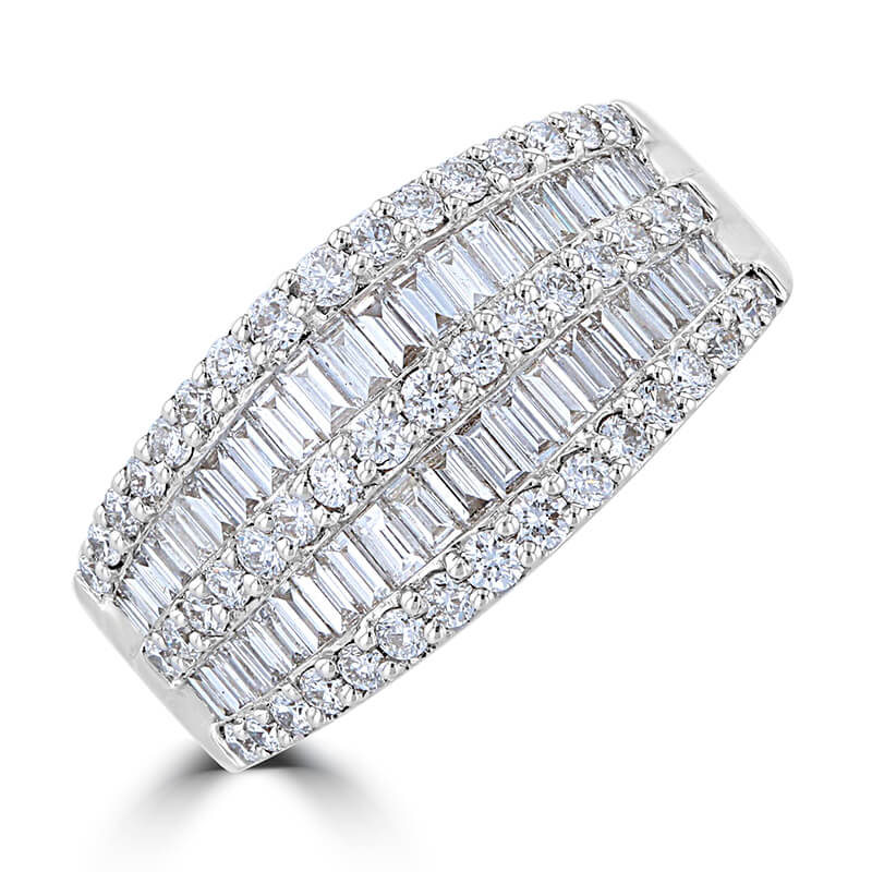 JCX391416: BAGUETTE AND ROUND DIAMOND BAND RING
