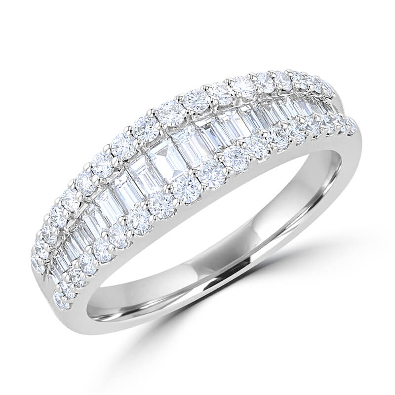 JCX391417: ROUND & BAGUETTE DIAMOND SMILE BAND RING