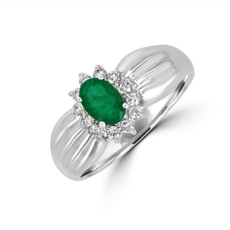JCX391422: OVAL EMERALD SURR BY DIA RING