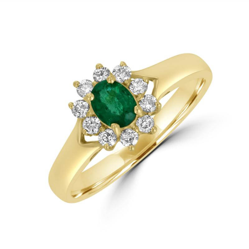 JCX391424: 4X5 OVAL EMERALD SURR BY DIA RING