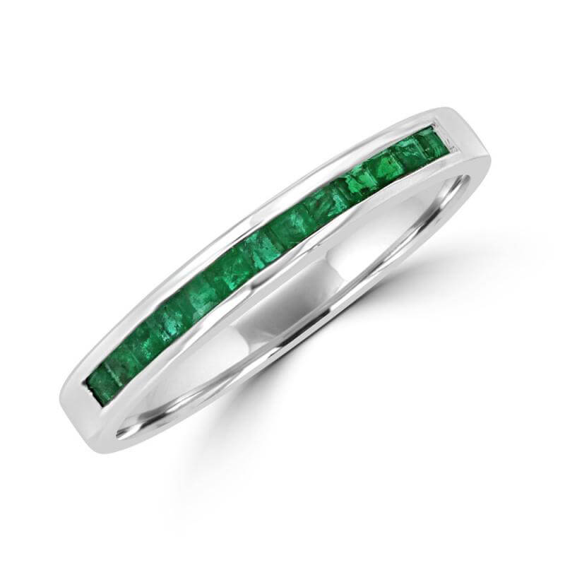 JCX391427: SQUARE EMERALD CHANNEL THIN BAND RING