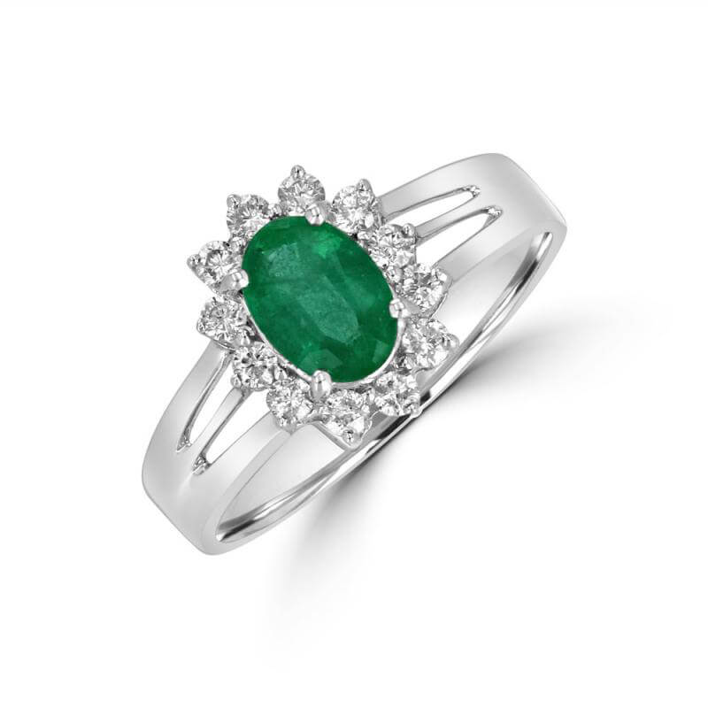 JCX391433: OVAL EMERALD SURR BY DIA RING