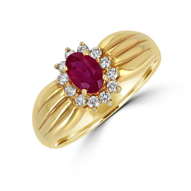 4X5 OVAL RUBY SURROUNDED BY DIAMONDS RING