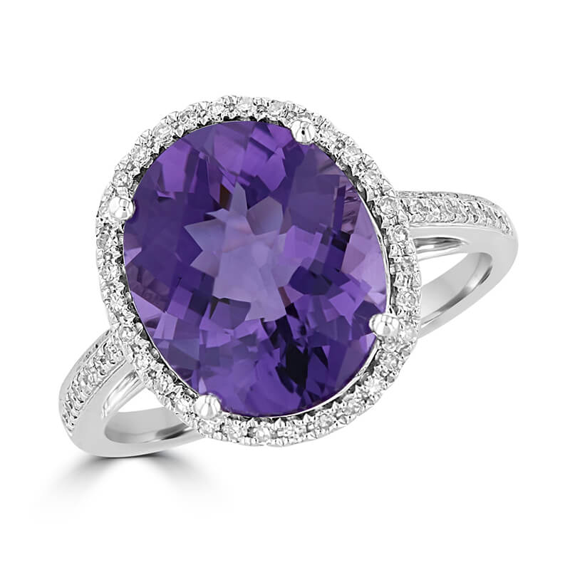 JCX391460: 10X12 OVAL CHECKERED AMETHYST HALO RING