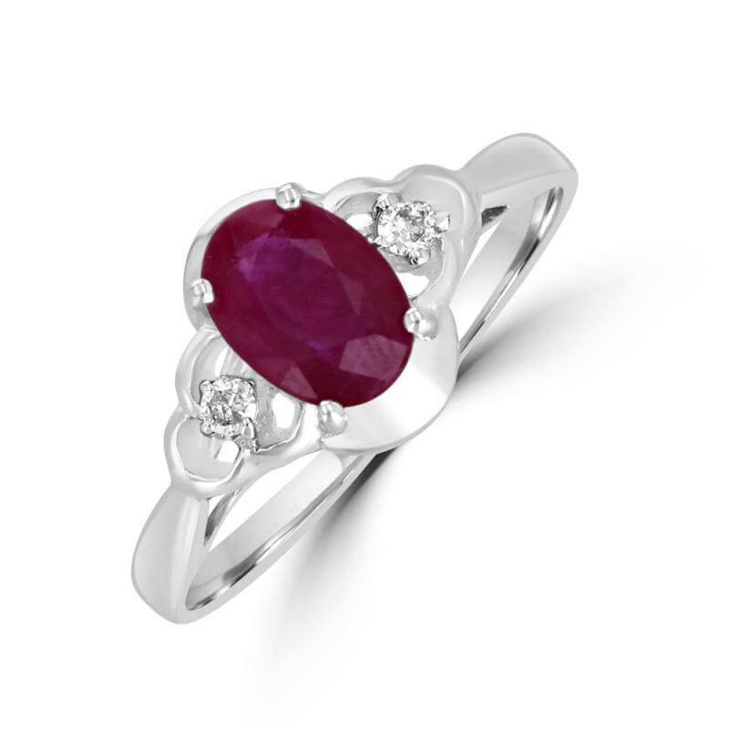 OVAL RUBY &amp; ONEDIA EACHSIDE RING