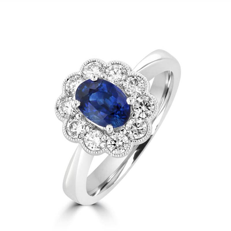 JCX391514: OVAL SAPPHIRE HALO RING