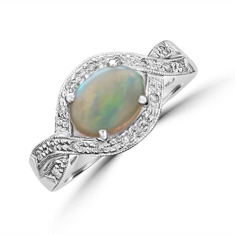 JCX391530: 7X9 OVAL OPAL AND DIAMOND RING