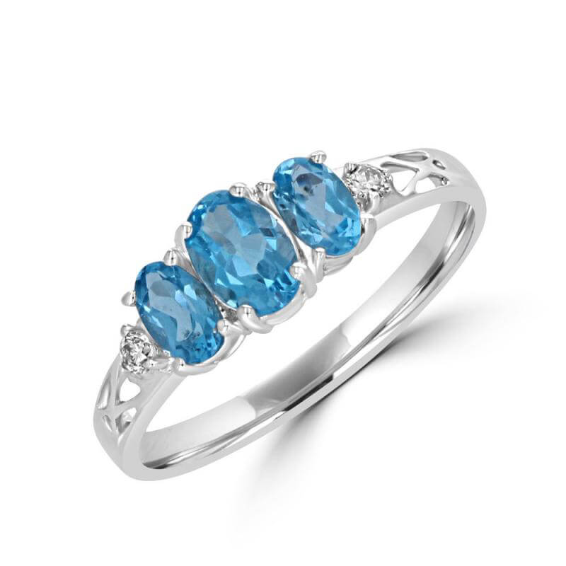 JCX391550: 3 OVAL BLUE TOPAZ AND DIAMOND RING