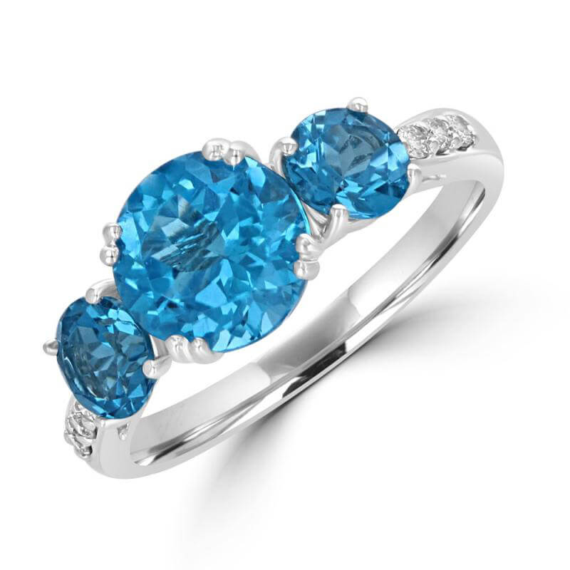 JCX391565: 3RND BLUE TOPAZ & DIAMOND RING
