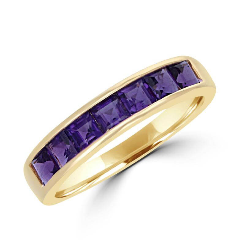 SQUARE AMETHYST CHANNEL BAND RING