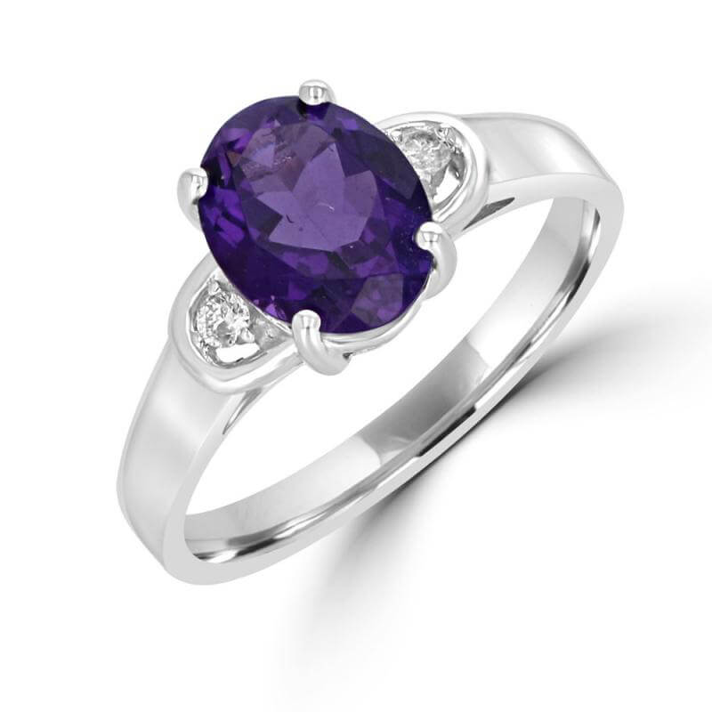 JCX391574: 7X9 OVAL AMETHYST AND DIAMOND ON EACH SIDE RING