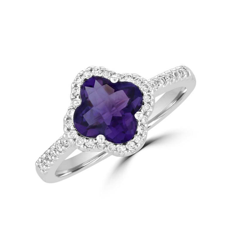 JCX391592: 8MM LILY AMETHYST SURROUNDED BY DIAMOND RING