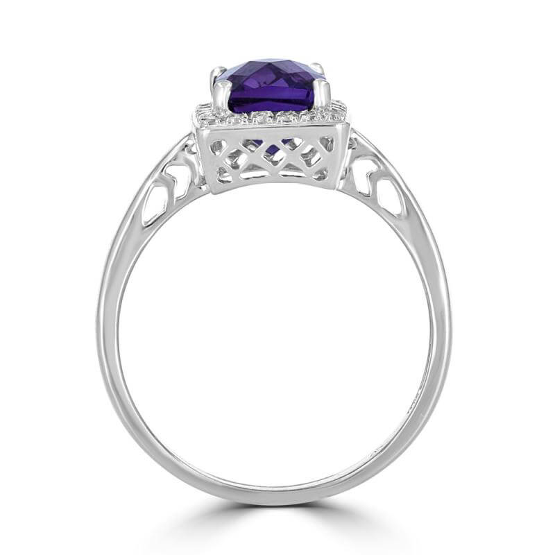 JCX391596: 6X8 RECTANGLE CHECKERED AMETHYST HALO RING