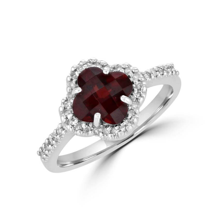 8MM LILY GARNET SURROUNDED BY DIAMONDS RING