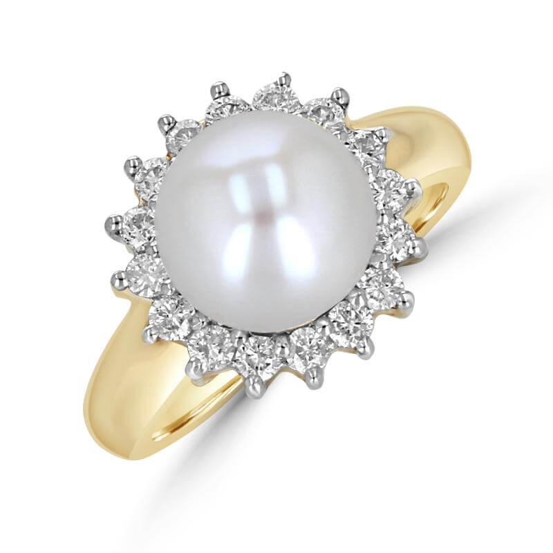 9.5-10mm PEARL SURR BY DIA RING (LARGE)