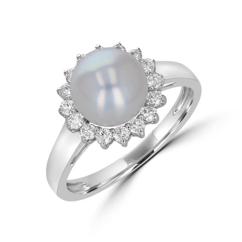 JCX391649: 8-8.5MM FRESHWATER PEARL HALO RING