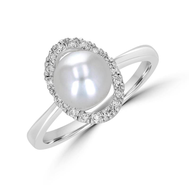 JCX391652: 7-7.5MM FRESHWATER PEARL AND DIAMOND RING
