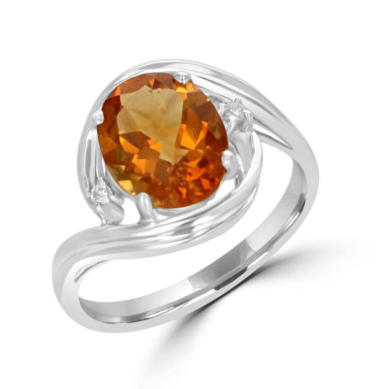 JCX391657: 8X10 OVAL CITRINE AND ONE DIAMOND ON EACH SIDE RING