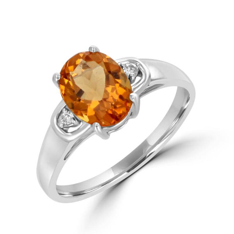 JCX391658: 7X9MM OVAL CITRINE WITH ONE DIAMOND EACH SIDE RING