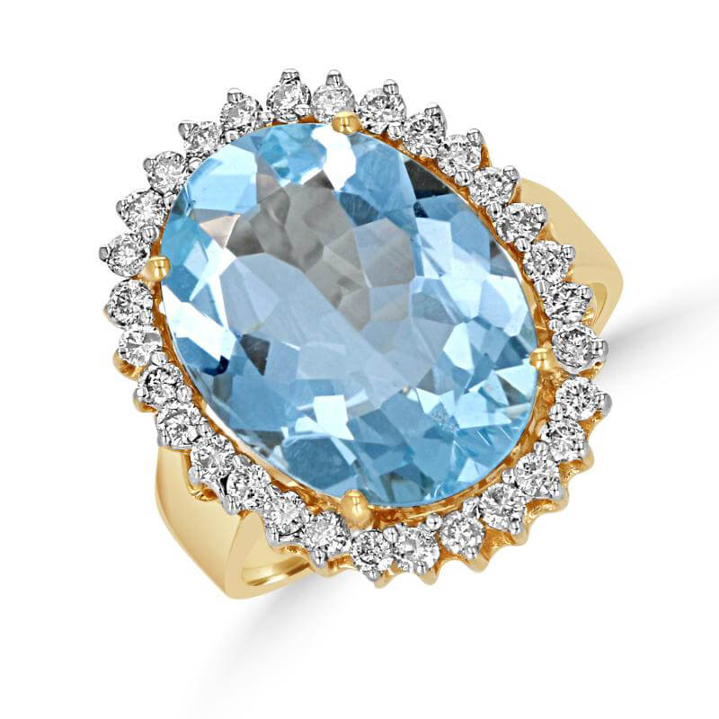 JCX391684: 12X16 OVAL AQUAMARINE SURROUNDED BY DIAMONDS RING