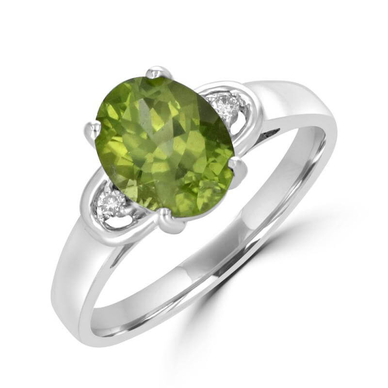 JCX391701: 7X9 OVAL PERIDOT AND DIAMOND ON EACH SIDE RING