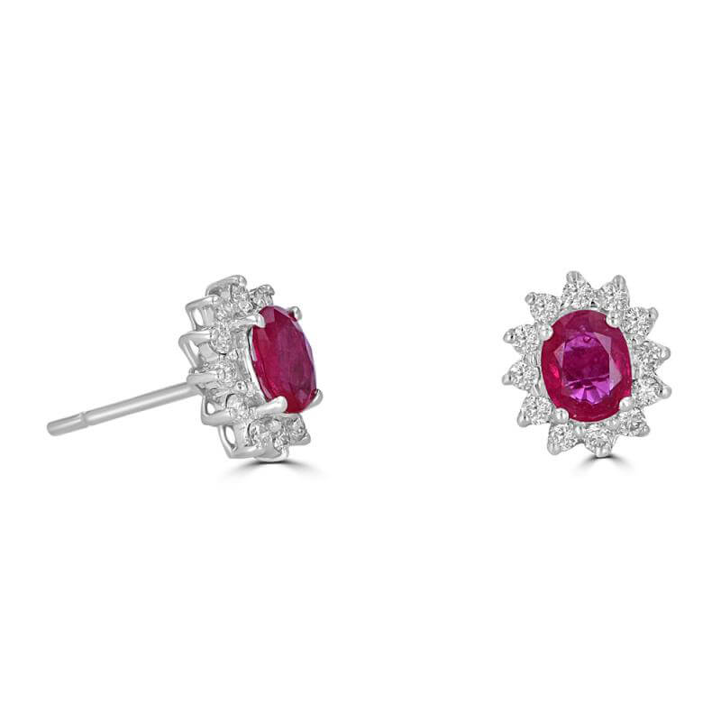 4X5 OVAL RUBY SURROUNDED BY DIAMOND EARRINGS