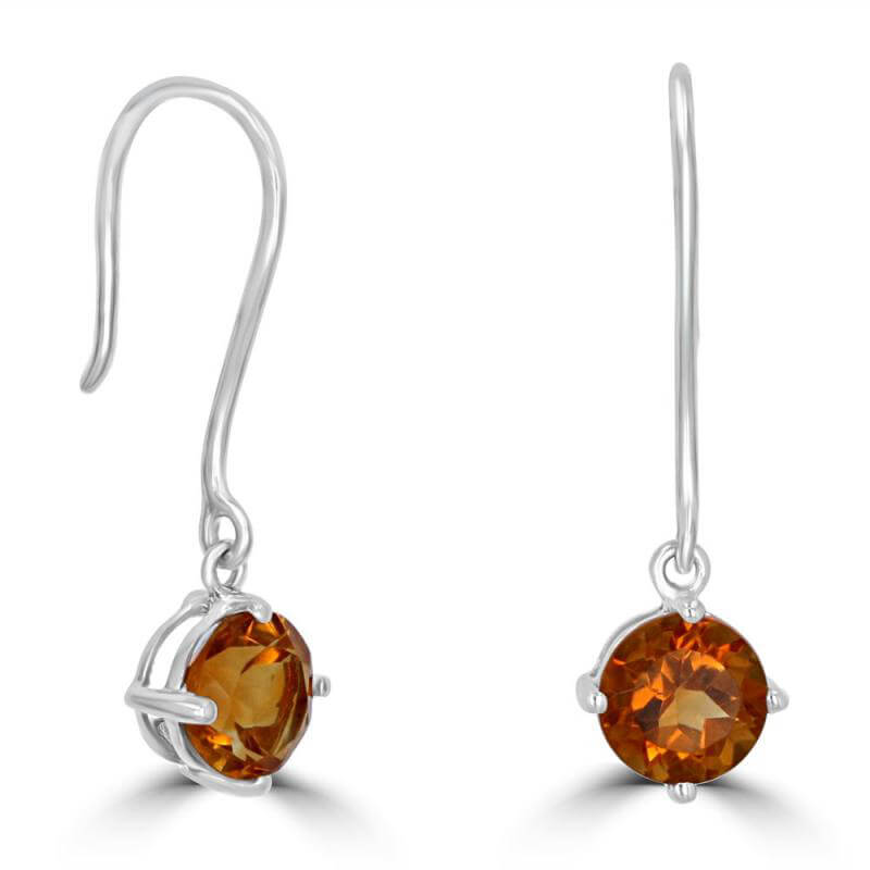 6MM ROUND CITRINE WIRE EARRINGS