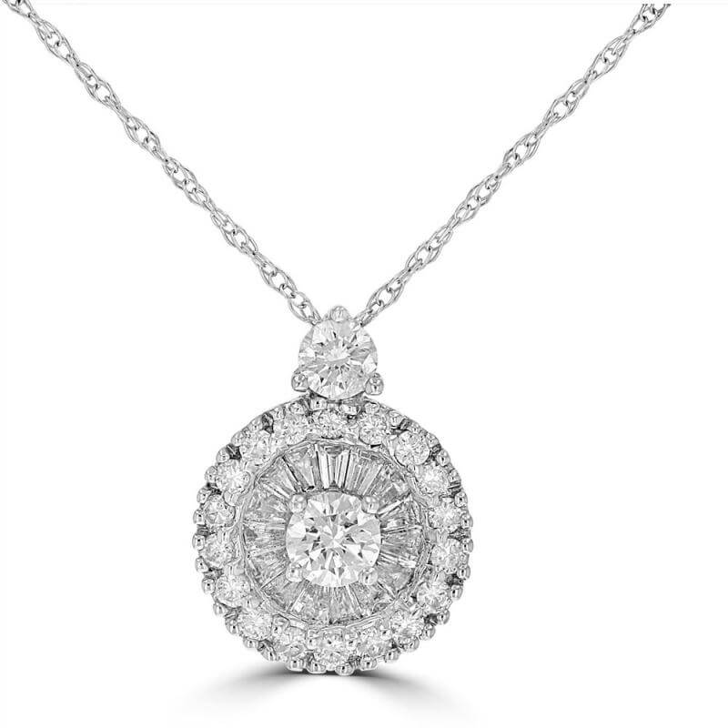 ROUND &amp; BAGUETTE DIAMOND WHEEL PENDANT (CHAIN NOT INCLUDED)