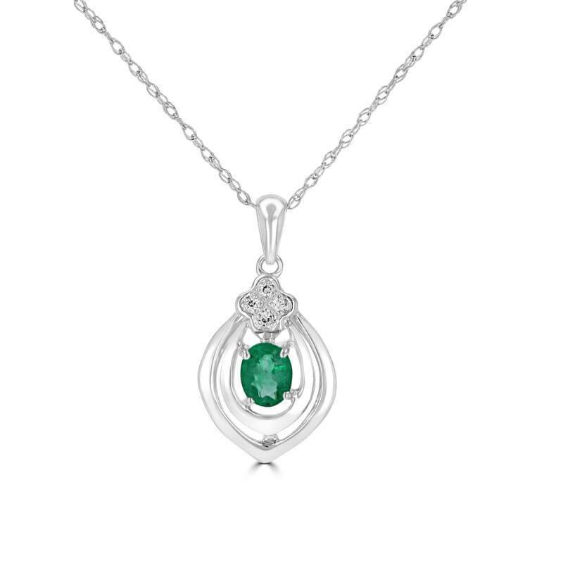 JCX391934: 3X4 OVAL EMERALD & 4 ROUND DIAMOND PENDANT (CHAIN NOT INCLUDED)