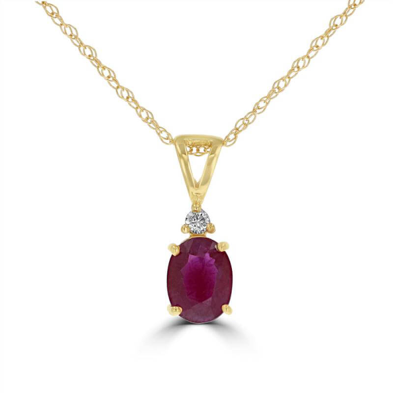 4X6 OVAL RUBY &amp; ONE DIAMOND PENDANT (CHAIN NOT INCLUDED)