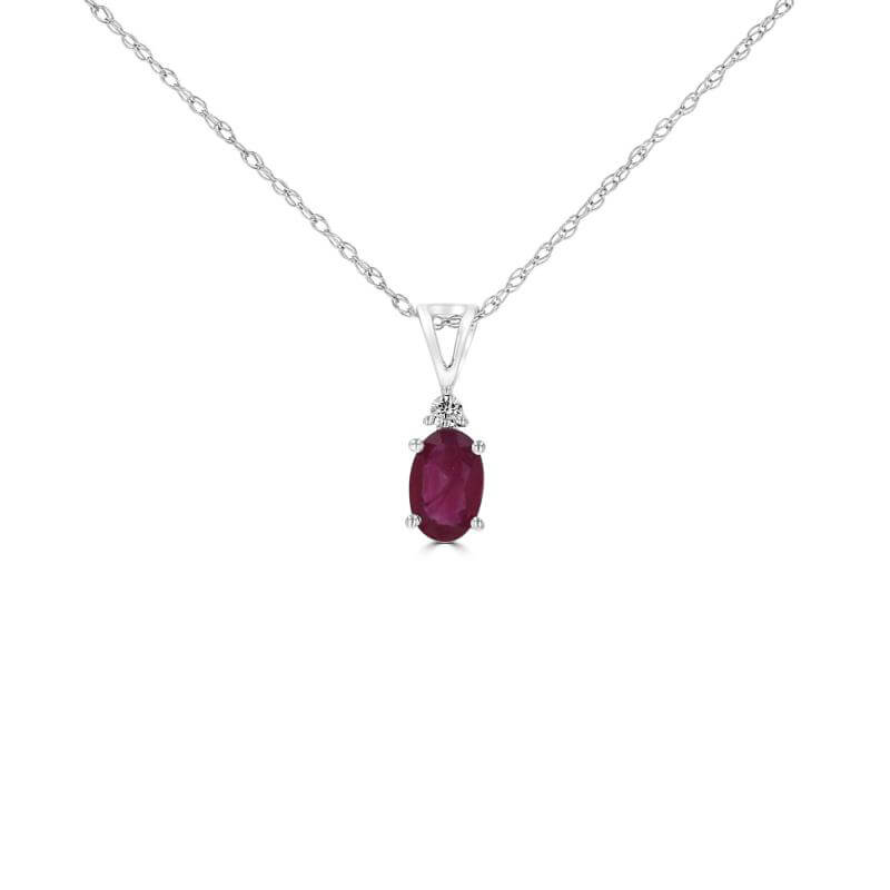 JCX391945: 4X6 OVAL RUBY & ONE DIAMOND PENDANT (CHAIN NOT INCLUDED)