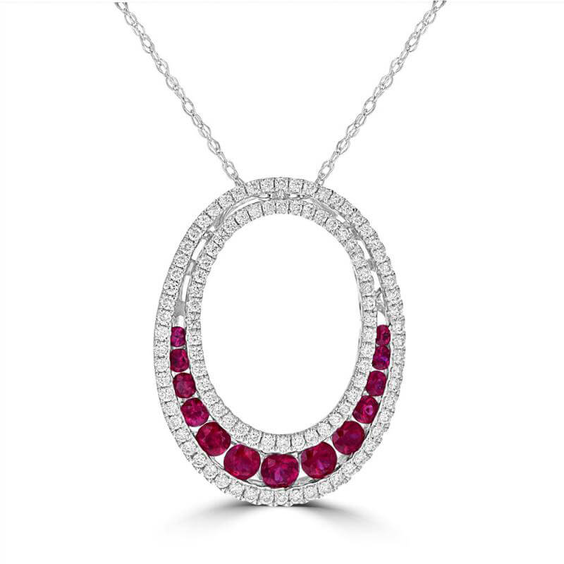 JCX391952: ROUND RUBY & ROUND DIAMOND PENDANT (CHAIN NOT INCLUDED)