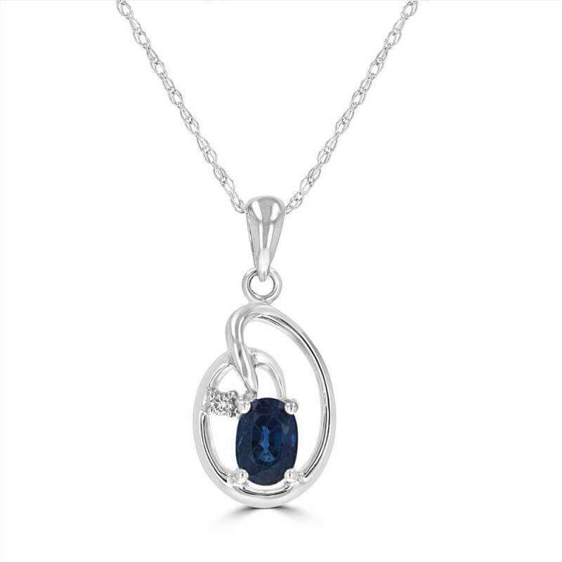 JCX391953: 4X5 OVAL SAPPHIRE & ONE ROUND DIAMOND PENDANT (CHAIN NOT INCLUDED)