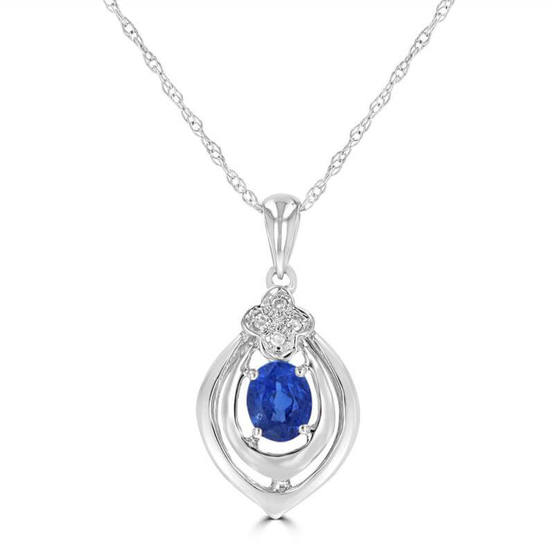3X4 OVAL SAPPHIRE & DIAMOND PENDANT (CHAIN NOT INCLUDED)