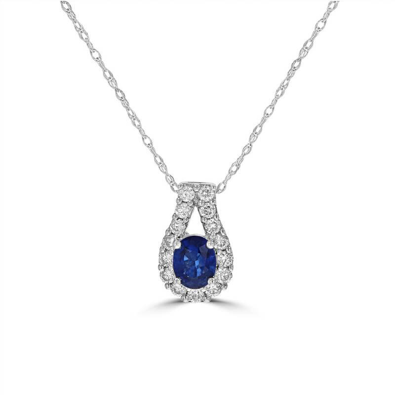 4X5 OVAL SAPPHIRE SURROUNDED BY DIAMOND PENDANT
