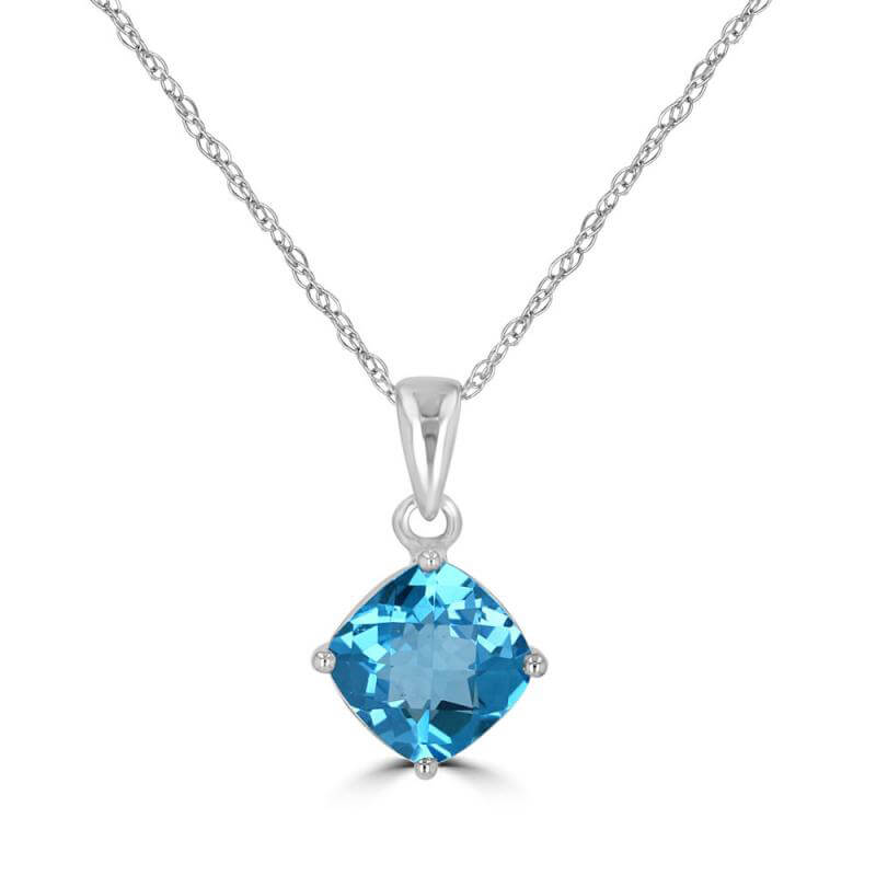 JCX391978: 7MM CUSHION CHECKERED BLUE TOPAZ PENDANT (CHAIN NOT INCLUDED)