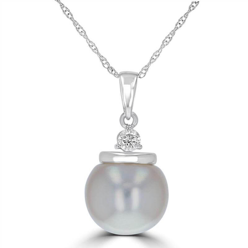 9.5-10MM FRESHWATER PEARL & ONE DIAMOND PENDANT (CHAIN NOT INCLUDED)