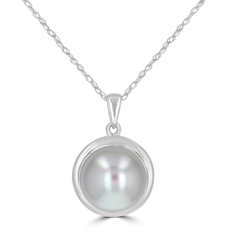 JCX392028: 8.5-8.9MM BUTTON FRESHWATER PEARL PLAIN GOLD TRIM PENDANT (CHAIN NOT INCLUDED)