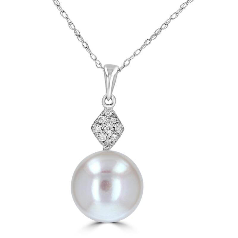 JCX392029: 9.75-10MM FRESHWATER PEARL & DIAMOND PENDANT (CHAIN NOT INCLUDED)