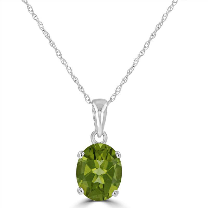 7X9 OVAL PERIDOT STUD PENDANT (CHAIN NOT INCLUDED)