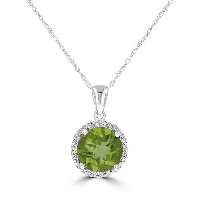 JCX392056: 8.5MM ROUND CHECKERED PERIDOT HALO PENDANT (CHAIN NOT INCLUDED)