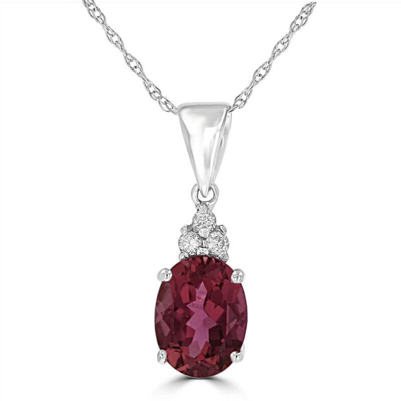 6X8 OVAL PINK TOURMALINE AND THREE DIAMONDS ON TOP PENDANT (CHAIN NOT INCLUDED)