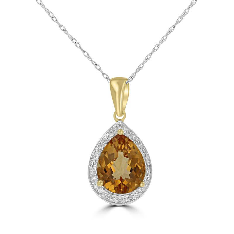 8X10 PEAR SHAPE CHECKERED CITRINE HALO PENDANT (CHAIN NOT INCLUDED)